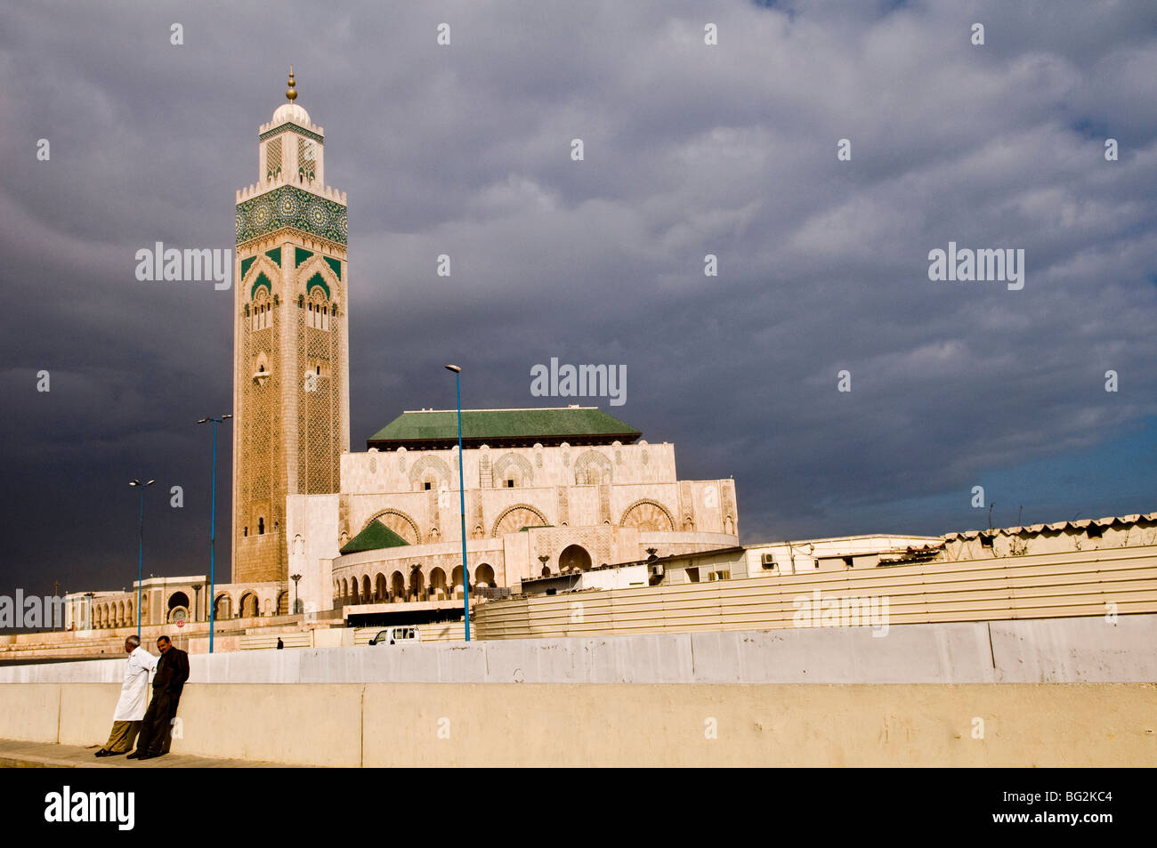 Hassan II mosque is the world's third largest mosque. The Mosque was open in 1993 for the former king 60th birthday. Stock Photo