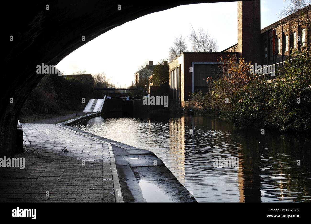 grand-union-canal-at-camp-hill-locks-bordesley-birmingham-uk-stock