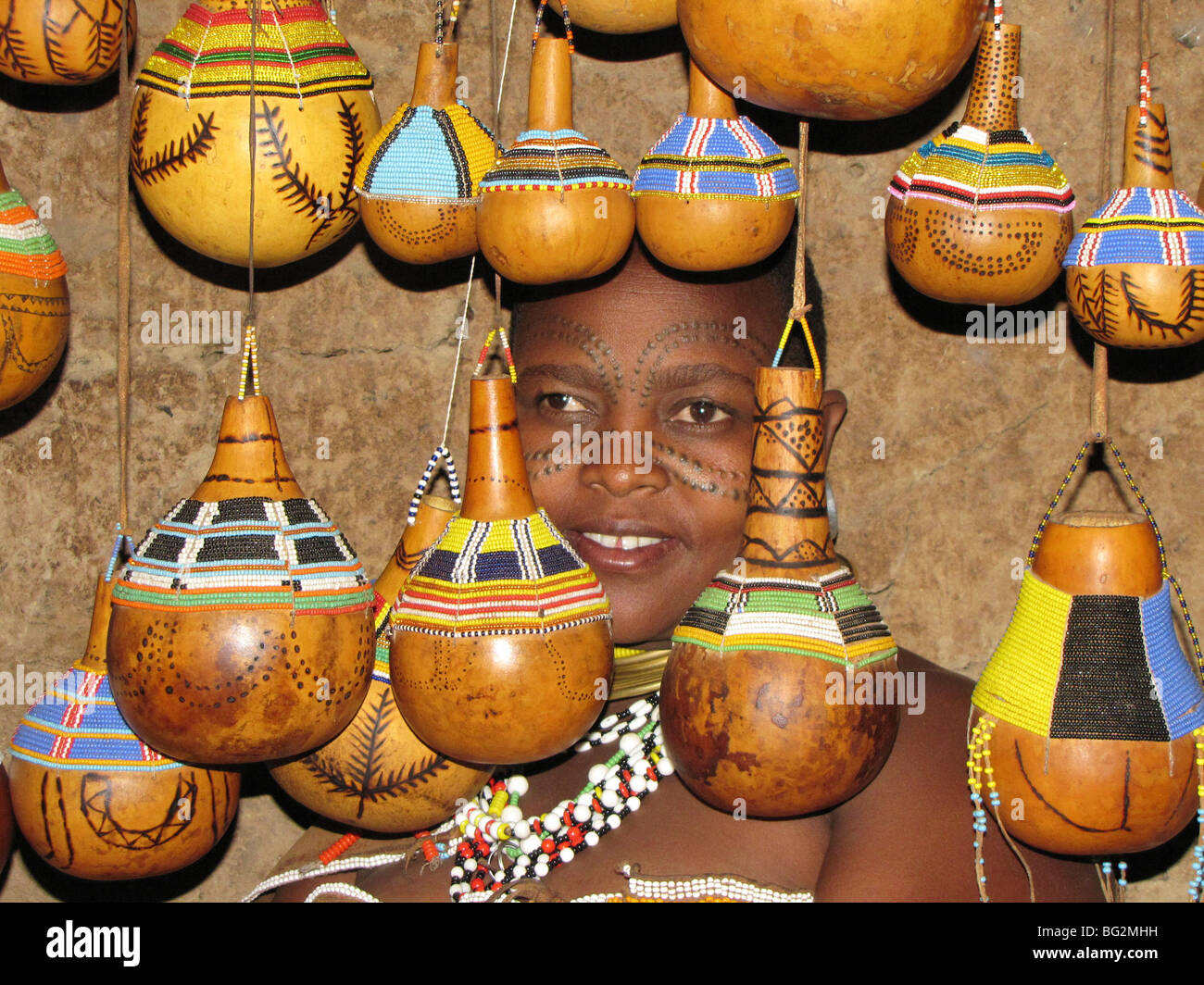 Africa, Tanzania, members of the Datoga tribe Woman Beauty scarring can be seen around the eyes, Stock Photo