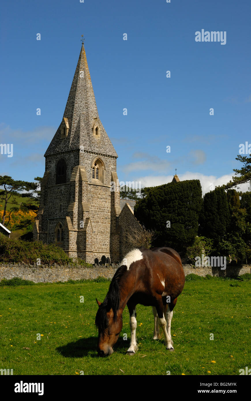 Llanrhystud Church, Ceredigion, Wales. Stock Photo