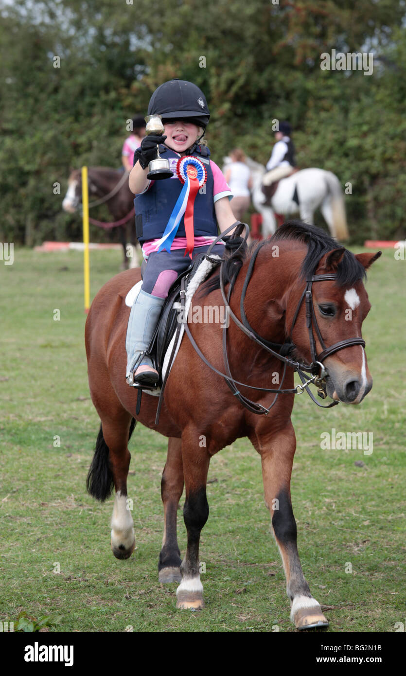 Holly with cup Gymkhana near Gotherington September 2009 Stock Photo