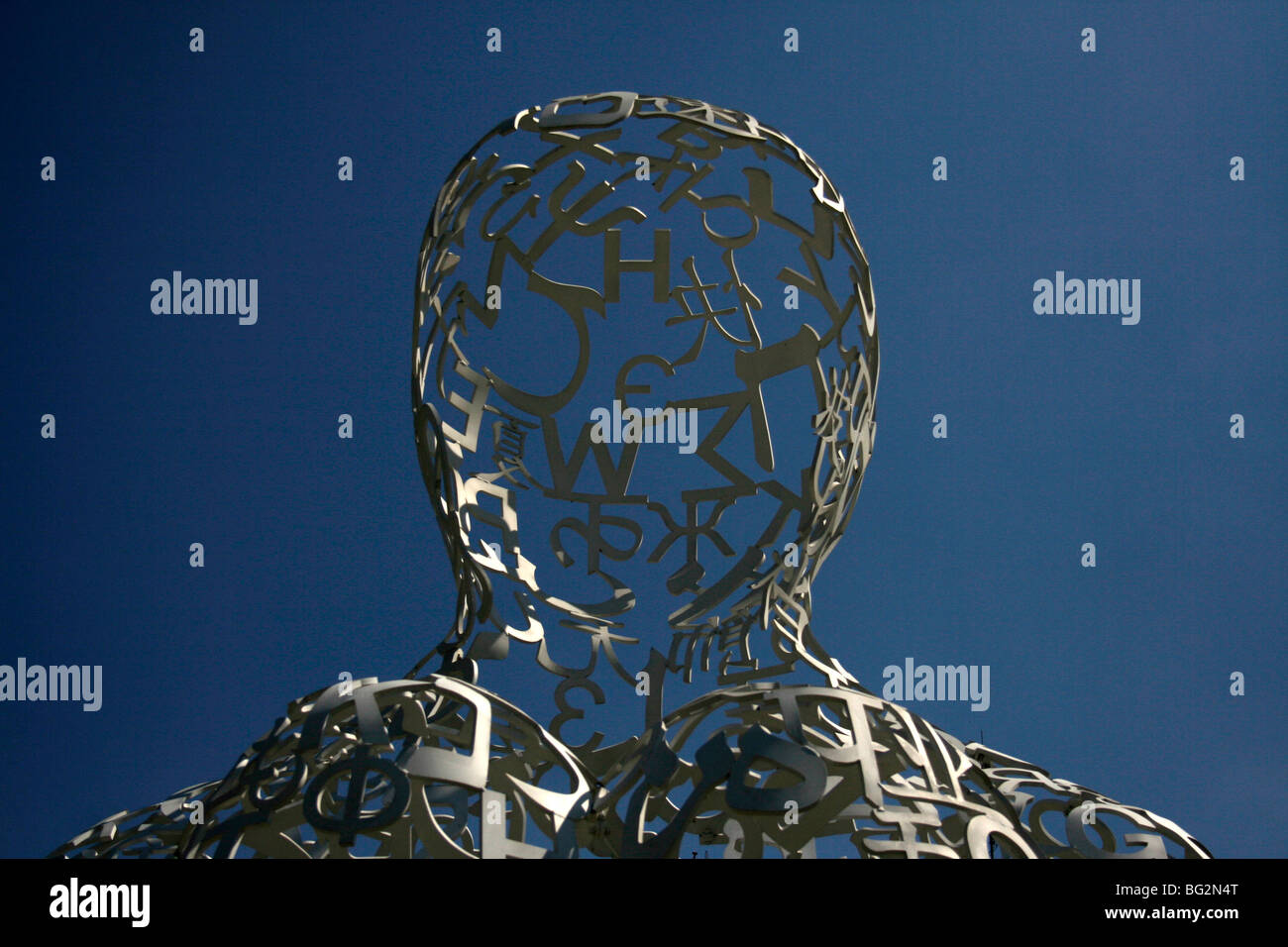 HEAD OF Sculpture 'We' by Jaume Plensa ,  Nam Jana Palacha square in Prague Czech Republic Stock Photo