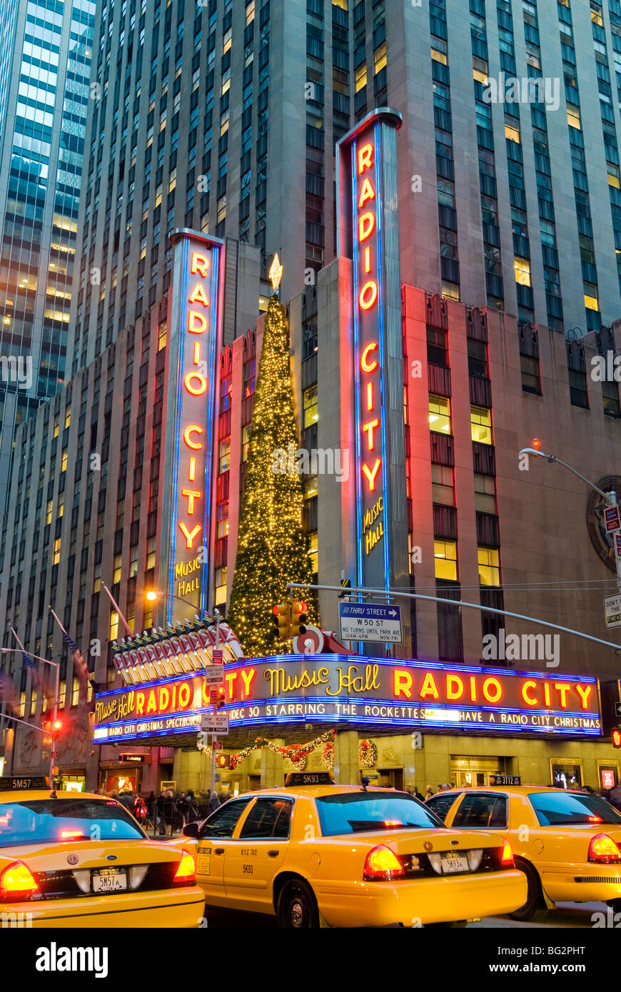 Radio City Music Hall Christmas Lights Rockefeller Center Stock Photo
