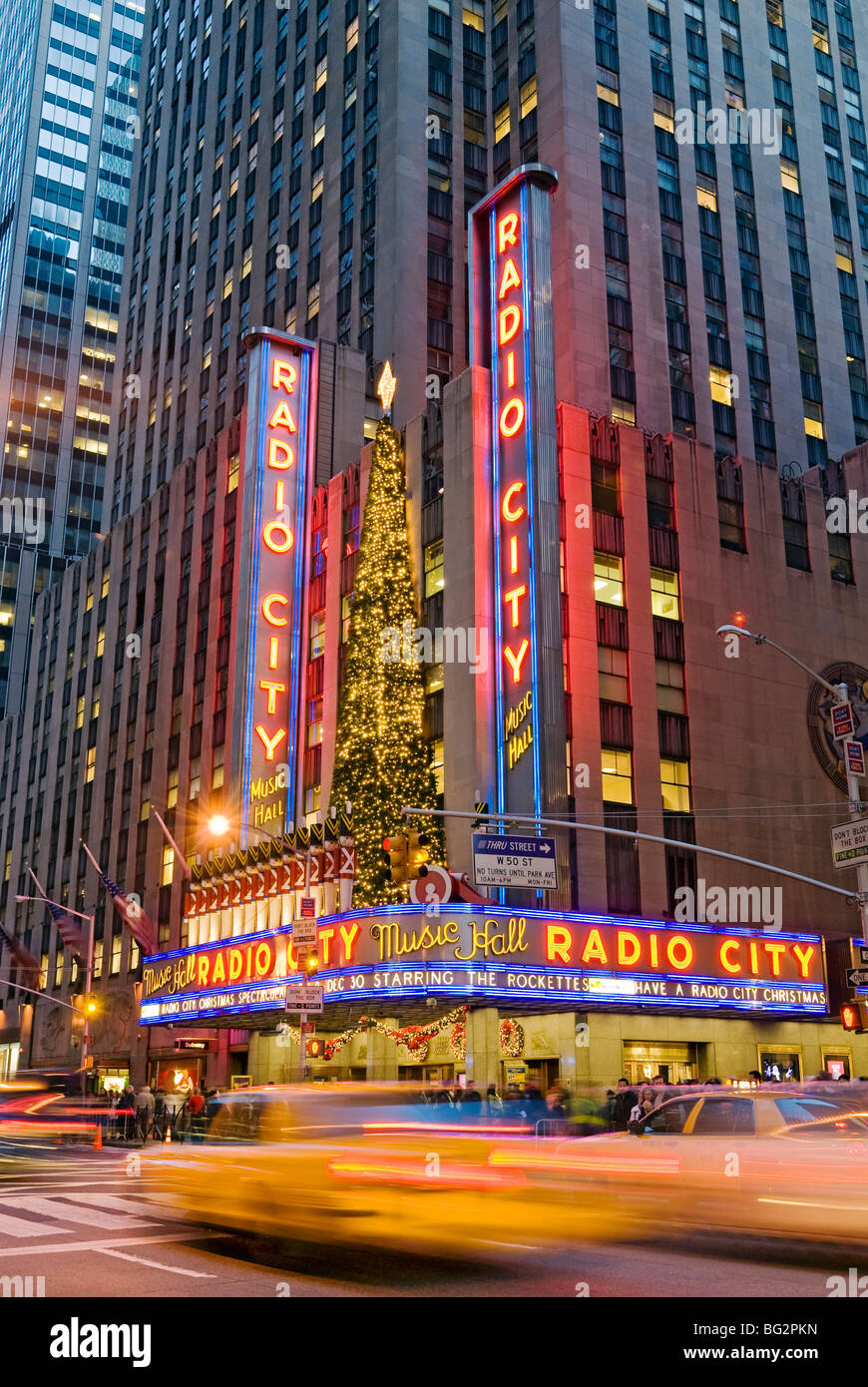 Radio City Music Hall Christmas Lights Rockefeller Center Stock Photo
