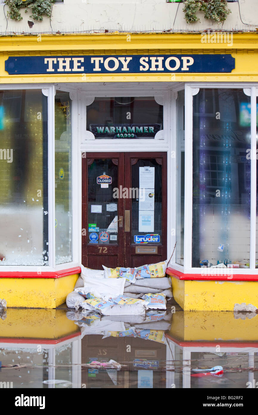 A shop on Cockermouth's main street after the devastating November 2009 floods. Stock Photo