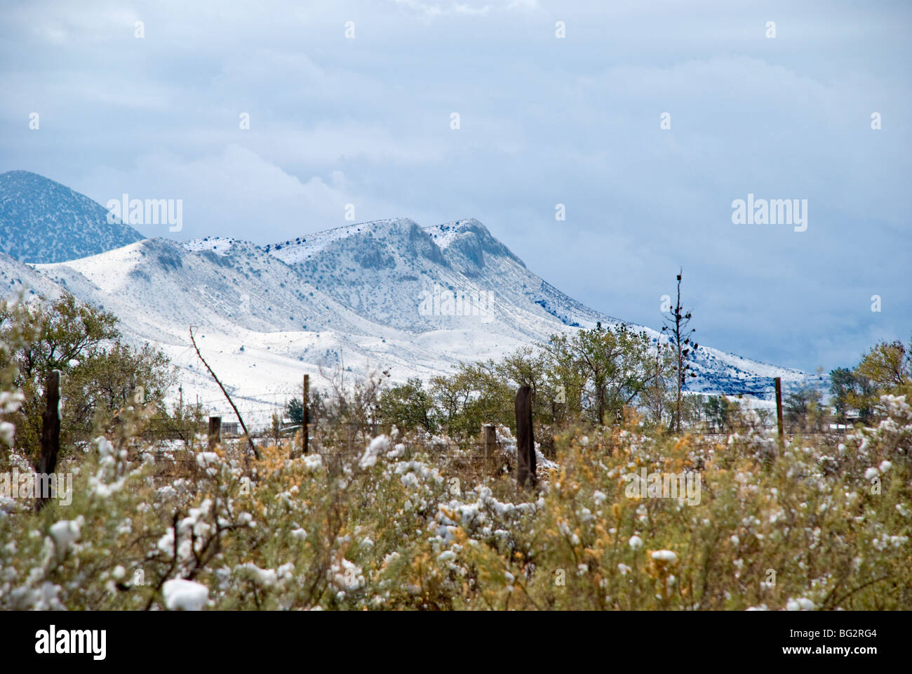 Snow covers the Sacramento Mountains of southern New Mexico, USA Stock
