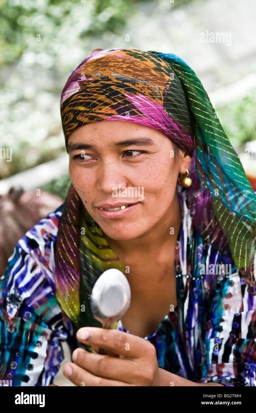 Portrait of an Uighur woman. Stock Photo