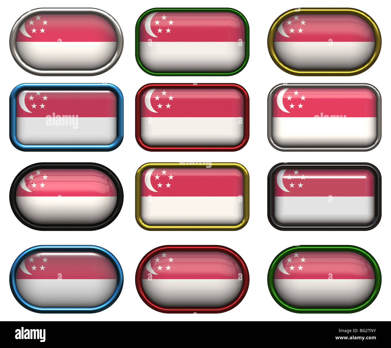 twelve Great buttons of the Flag of Singapore Stock Photo Alamy