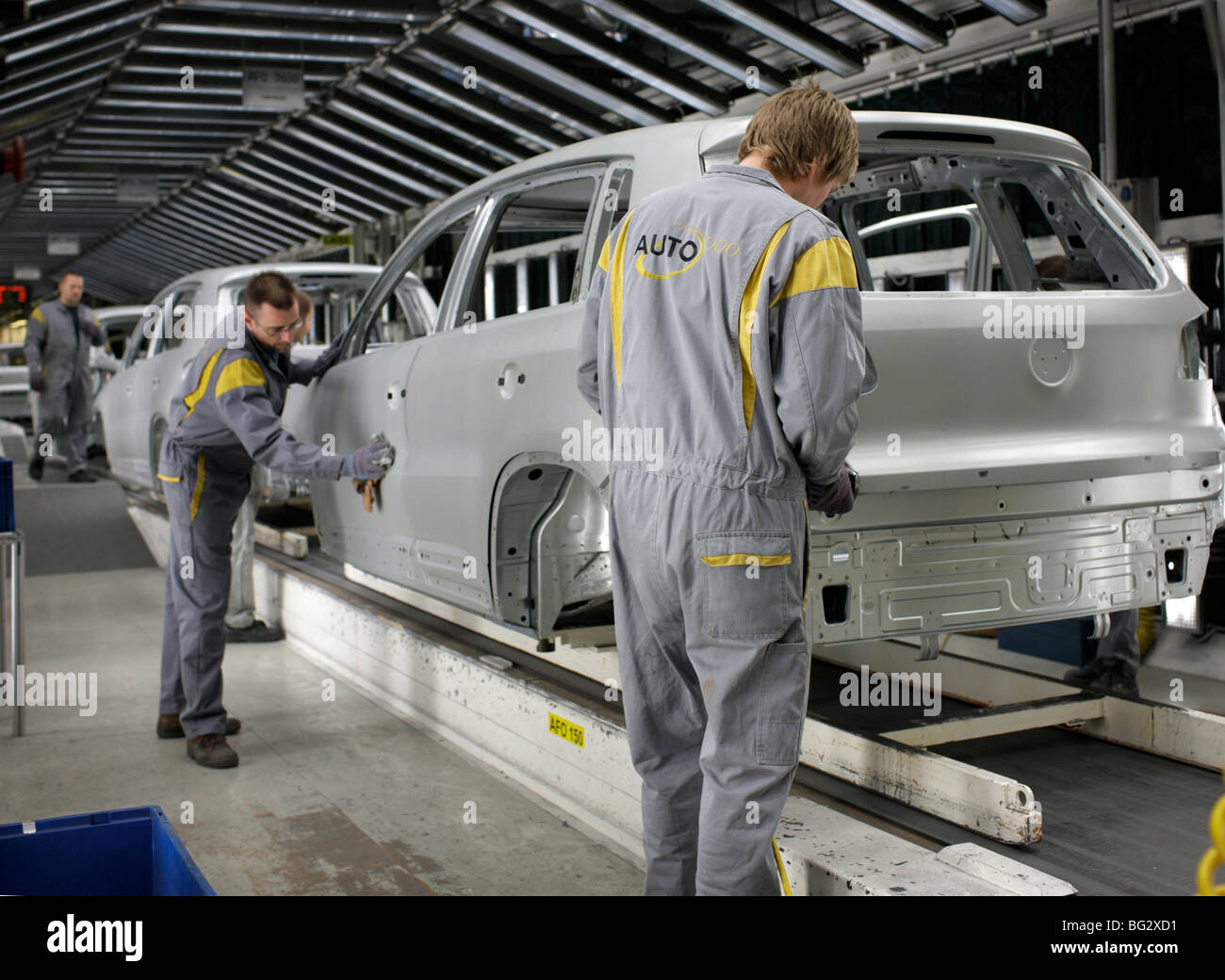 Workers at production of Tiguan and Touran at Auto 5000 GmbH Stock Photo