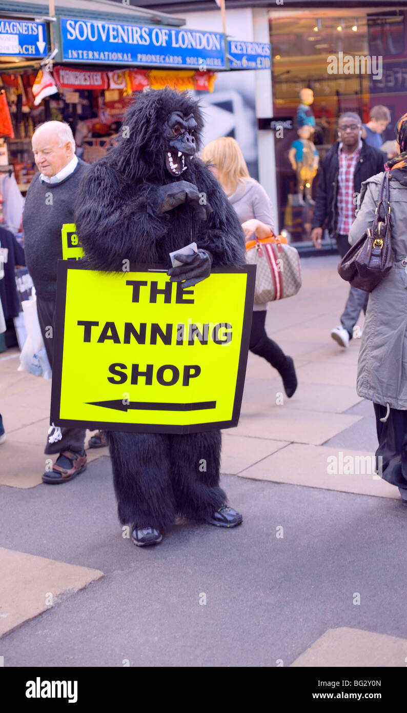 Gorilla advertising Tanning shop, Oxford Street, London, England, UK,  Europe Stock Photo - Alamy