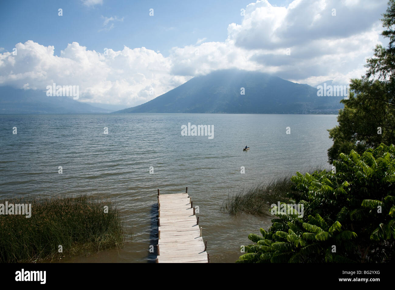 Volcano San Pedro at Lake Atitlan Guatemala. Stock Photo
