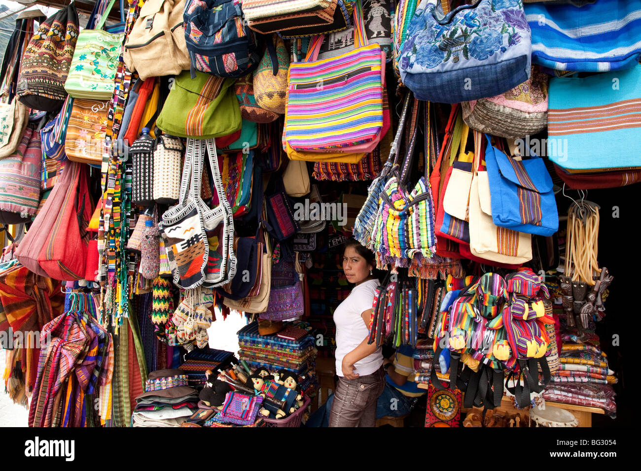 Souvenir Shop on Calle Santander Panajachel Lake Atitlan Guatemala. Stock Photo