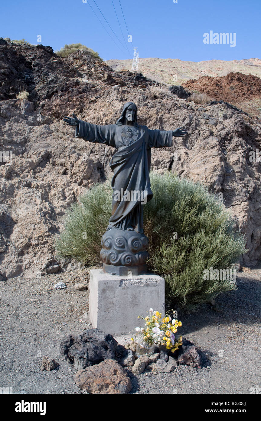Statue at the base of Mount Teide Tenerife Canaty Islands Stock Photo