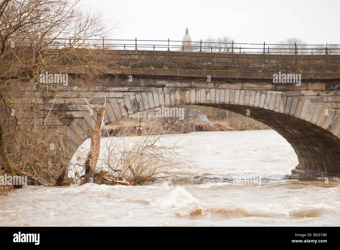 A flood damaged bridge in Workington Stock Photo