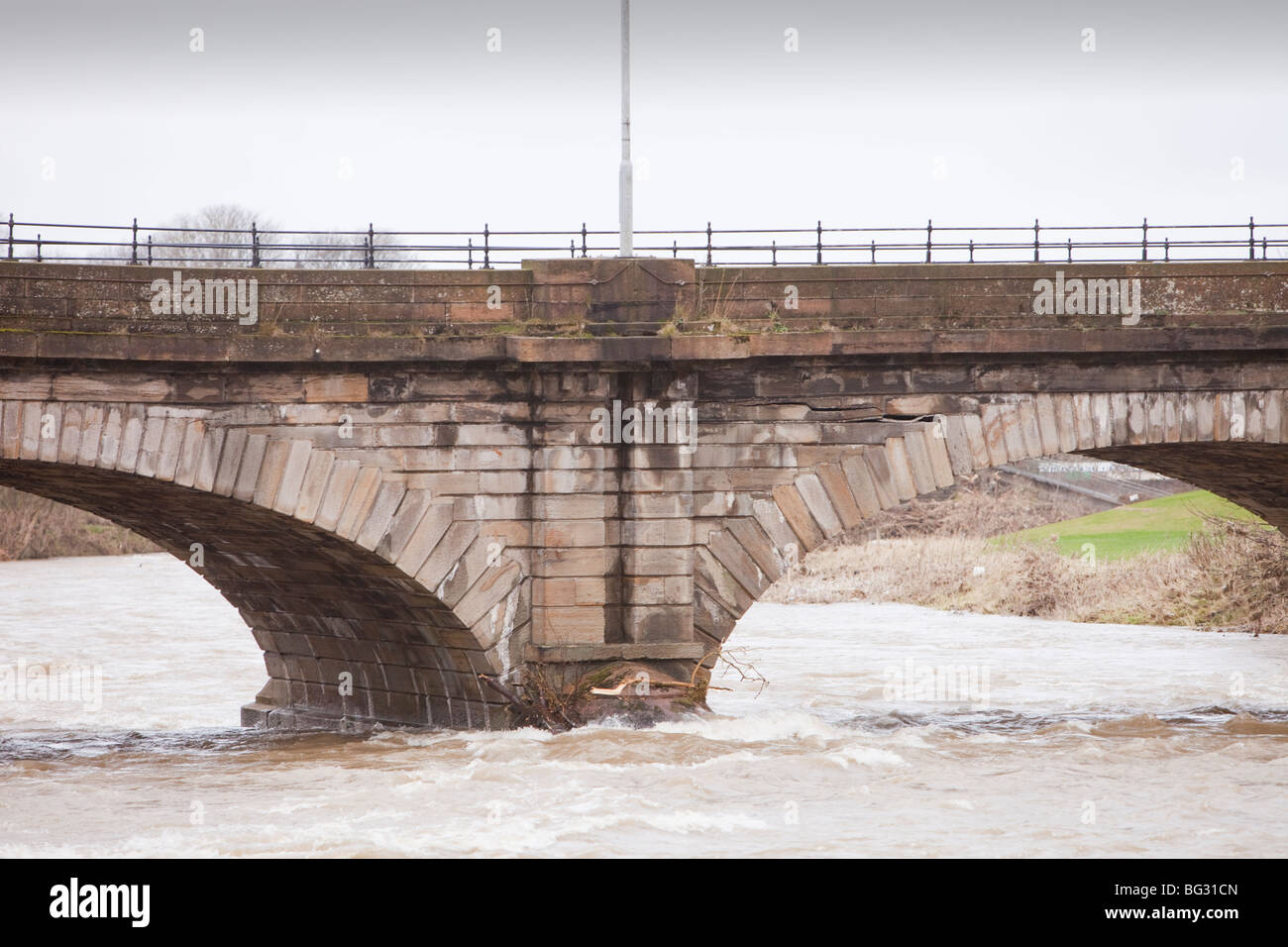 A flood damaged bridge in Workington Stock Photo