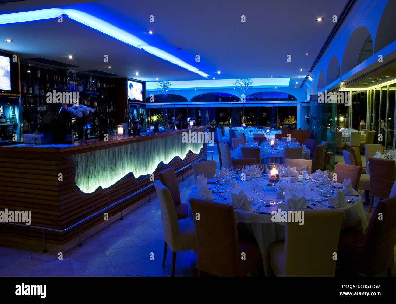The Albatroz restaurant at the Dunas Douradas Beach Club resort in southern Portugal's Algarve province Stock Photo
