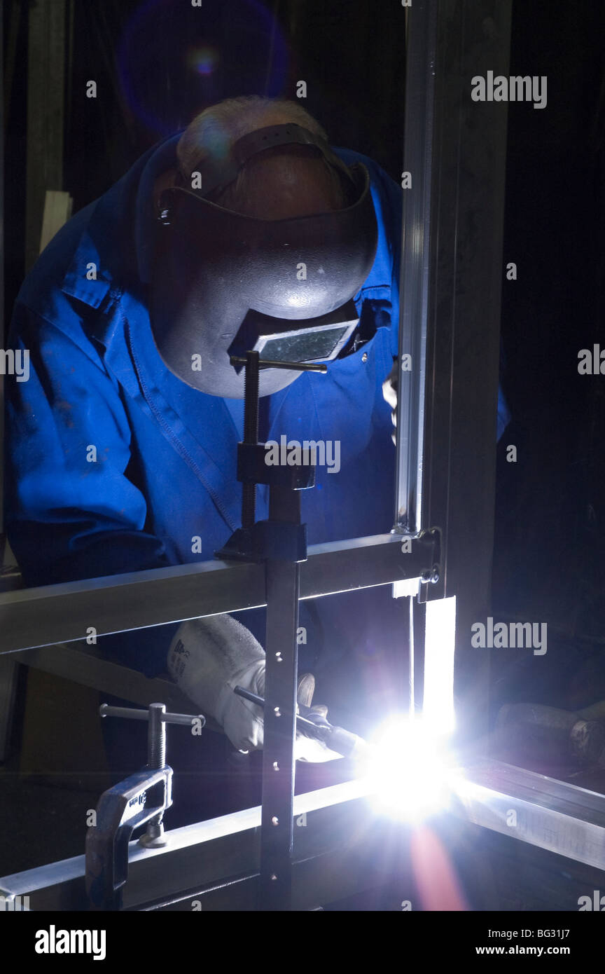 welder arc welding frame Stock Photo Alamy