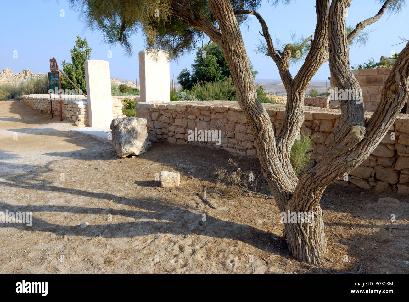 Israel, Negev, Shivta, a modern house built from local material using traditional building methods Stock Photo