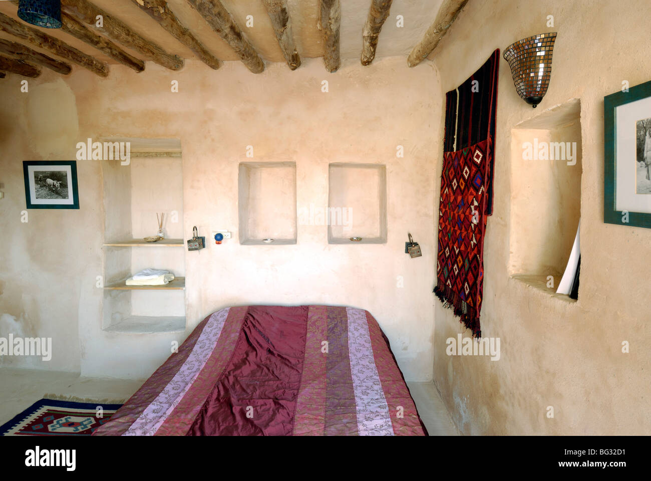 Israel, Negev, Shivta, Interior of a modern house built from local material using traditional building methods Stock Photo