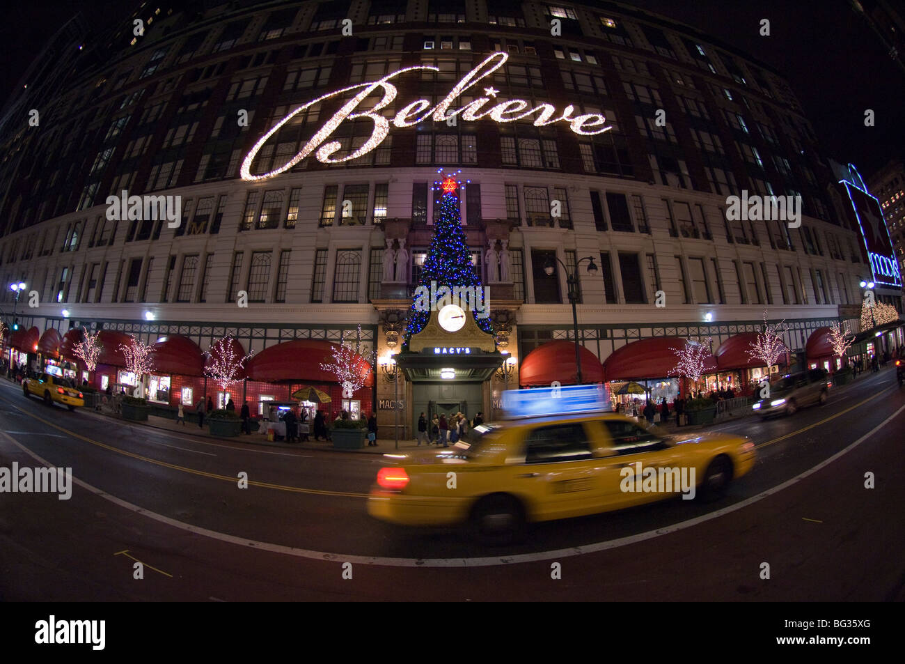 Macy's flagship store in Herald Square in New York is decorated for