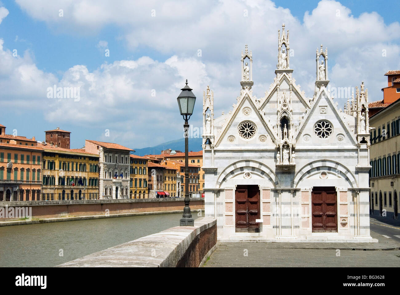 Arno River and Santa Maria della Spina Church, Pisa, Tuscany, Italy, Europe Stock Photo