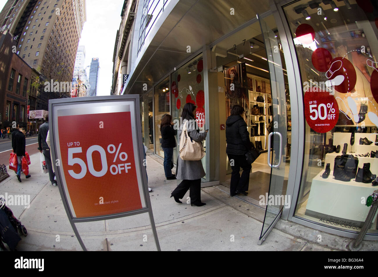 Shoppers in Herald Square in New York on the day after Black Friday Stock Photo