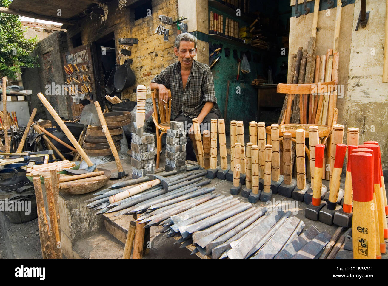 Carpentry Shop, City of The Deads area, Cairo, Egypt, North Africa, Africa Stock Photo