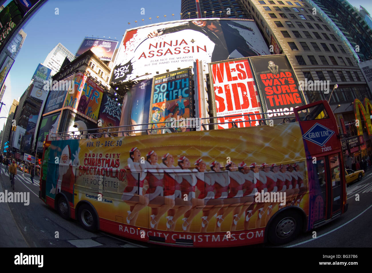 Billboards in Times Square advertising Broadway shows on Friday, May 22, 2009. (© Frances M . Roberts) Stock Photo