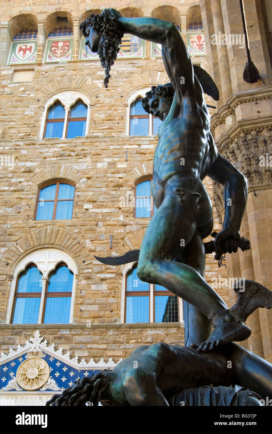 The Benvenuto Cellini's Perseus, Loggia dei Lanzi, Florence (Firenze), UNESCO World Heritage Site, Tuscany, Italy, Europe Stock Photo