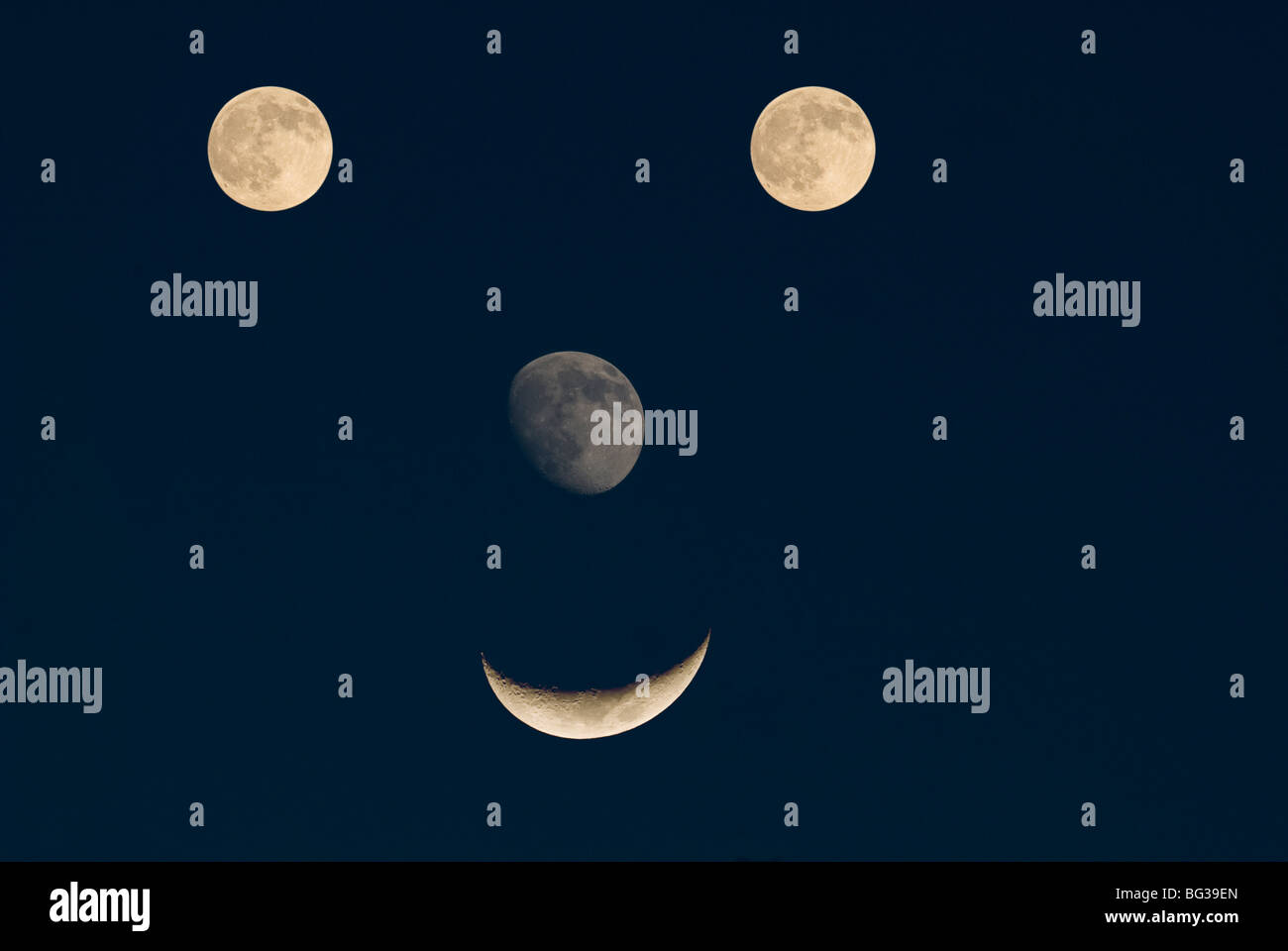 The moon can make a happy face. Stock Photo