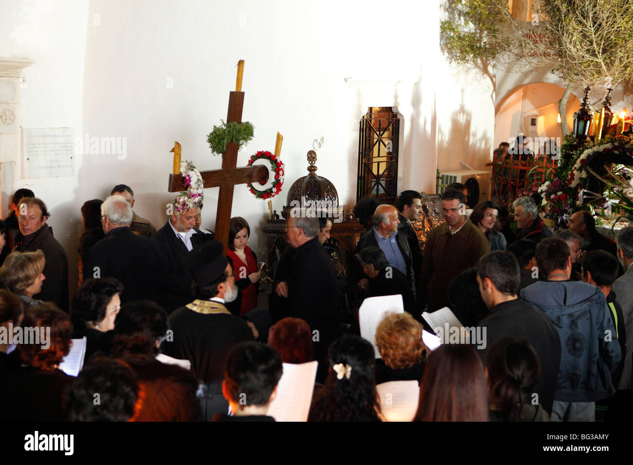 greece cyclades sikinos the religious procession on good friday Stock Photo