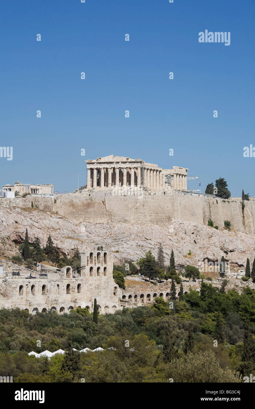 The Parthenon temple and Acropolis, UNESCO World Heritage Site, Athens, Greece, Europe Stock Photo