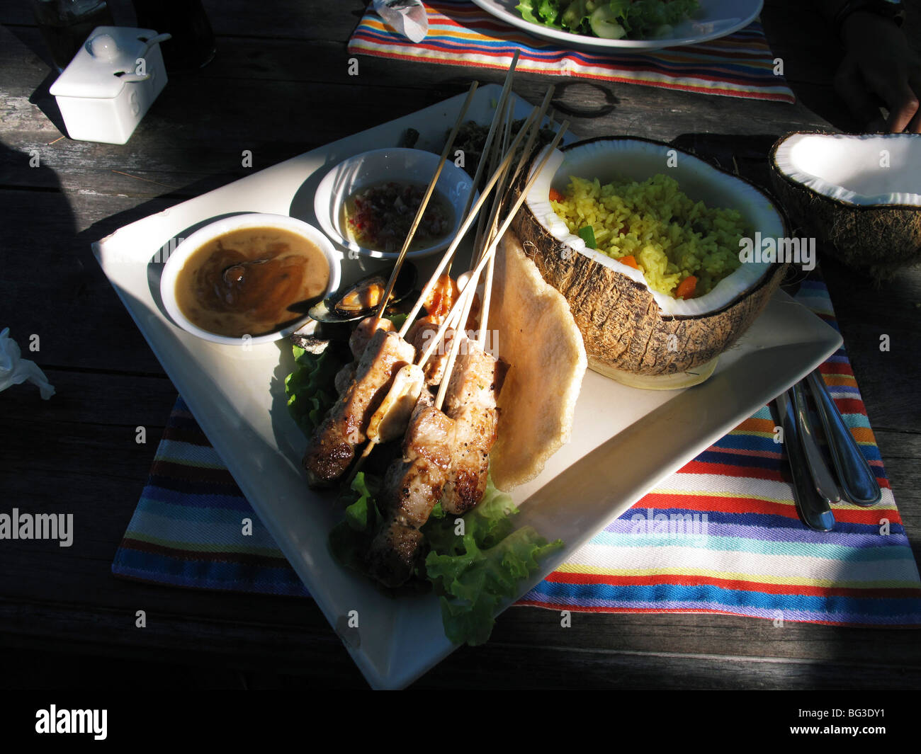 Typical food in Bali restaurant, Bali, Indonesia Stock Photo Alamy