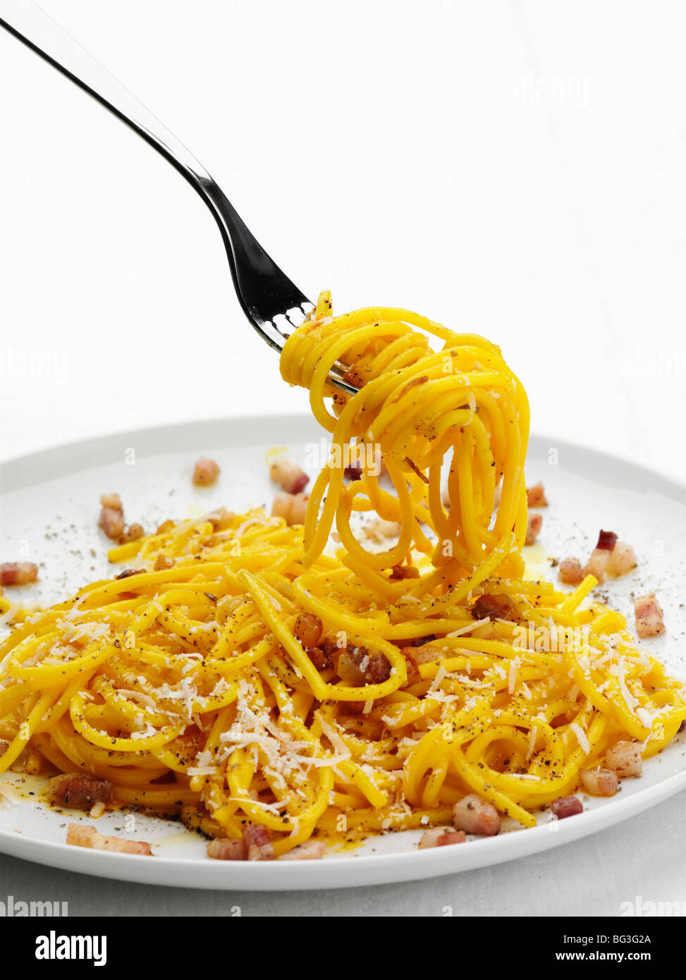 Spaghetti alla carbonara, Italy, Europe Stock Photo