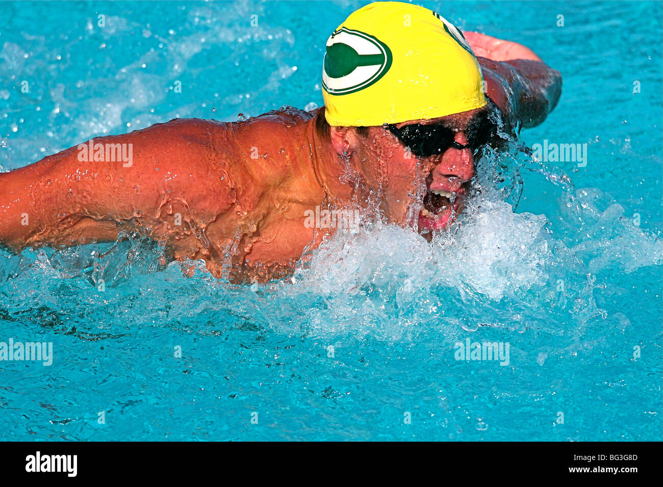 Fresno, CA - October 2009 - PCSC Invitational Swim Meet with young swimmers vying for spots in the Olympics. Stock Photo