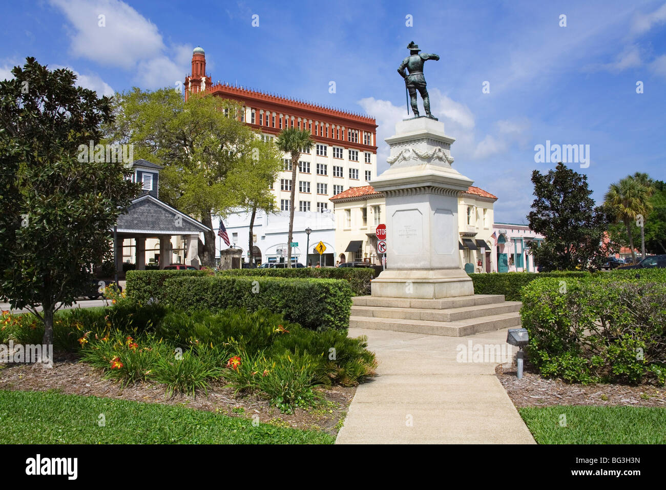Statue of Juan Ponce de Leon, St. Augustine, Florida, United States of America, North America Stock Photo