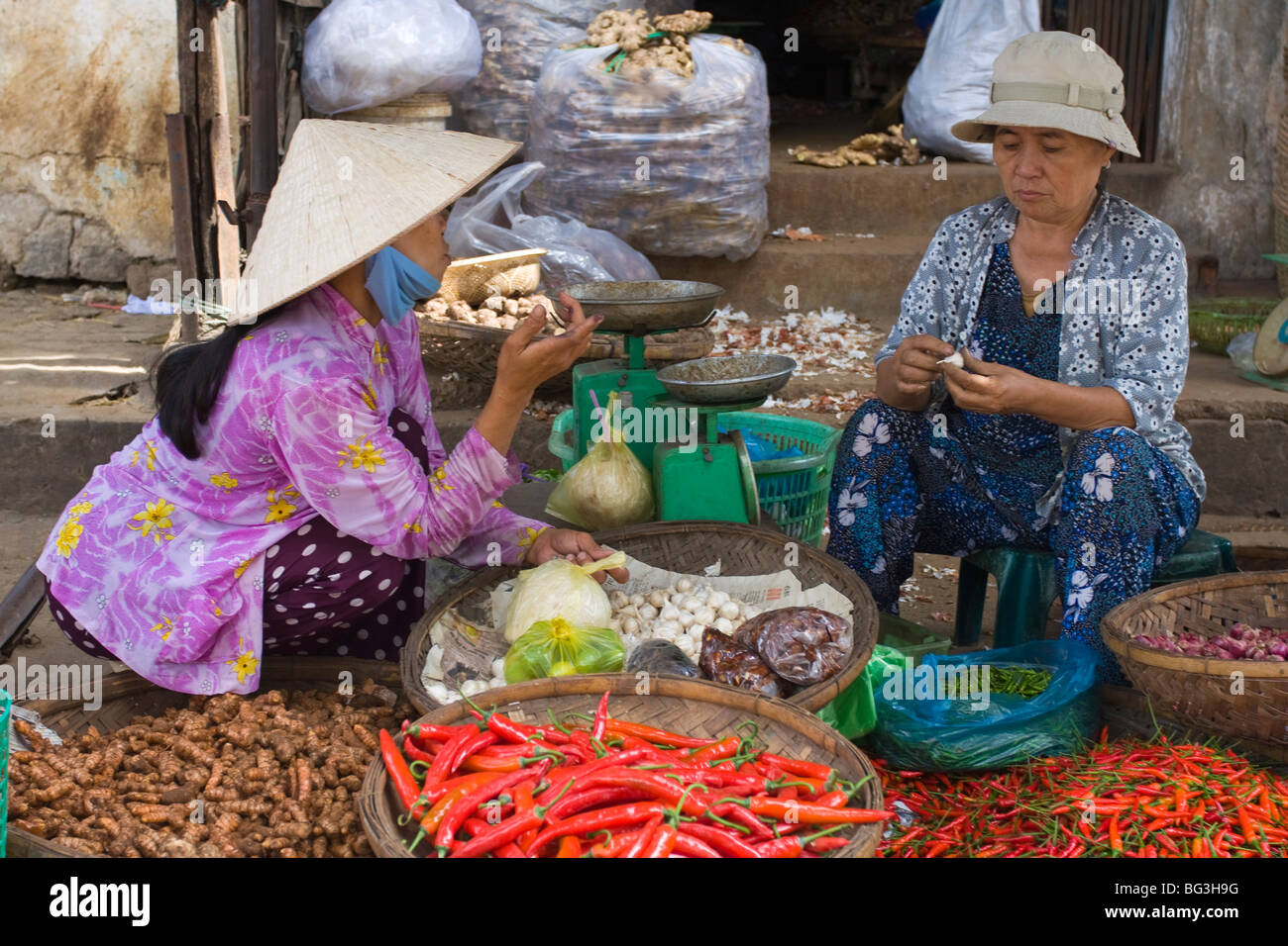 Vendor in Dam Market, Nha Trang City, Vietnam, Indochina, Southeast Asia, Asia Stock Photo