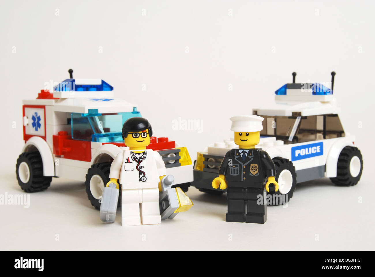 Police policeman ambulance doctor Stock Photo