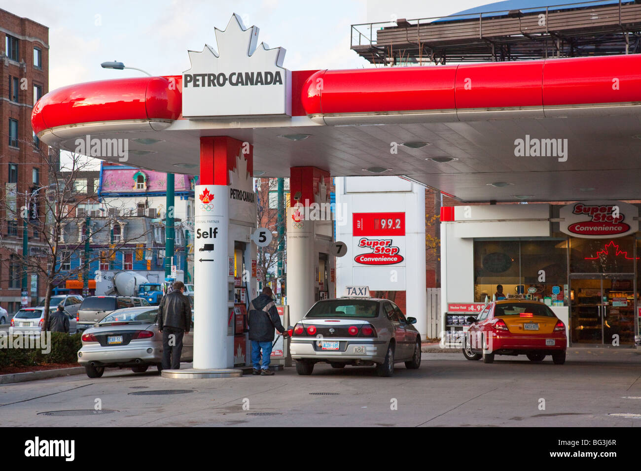 Petro-Canada Gas Station and Super Stop Convenience Store in Toronto Canada Stock Photo