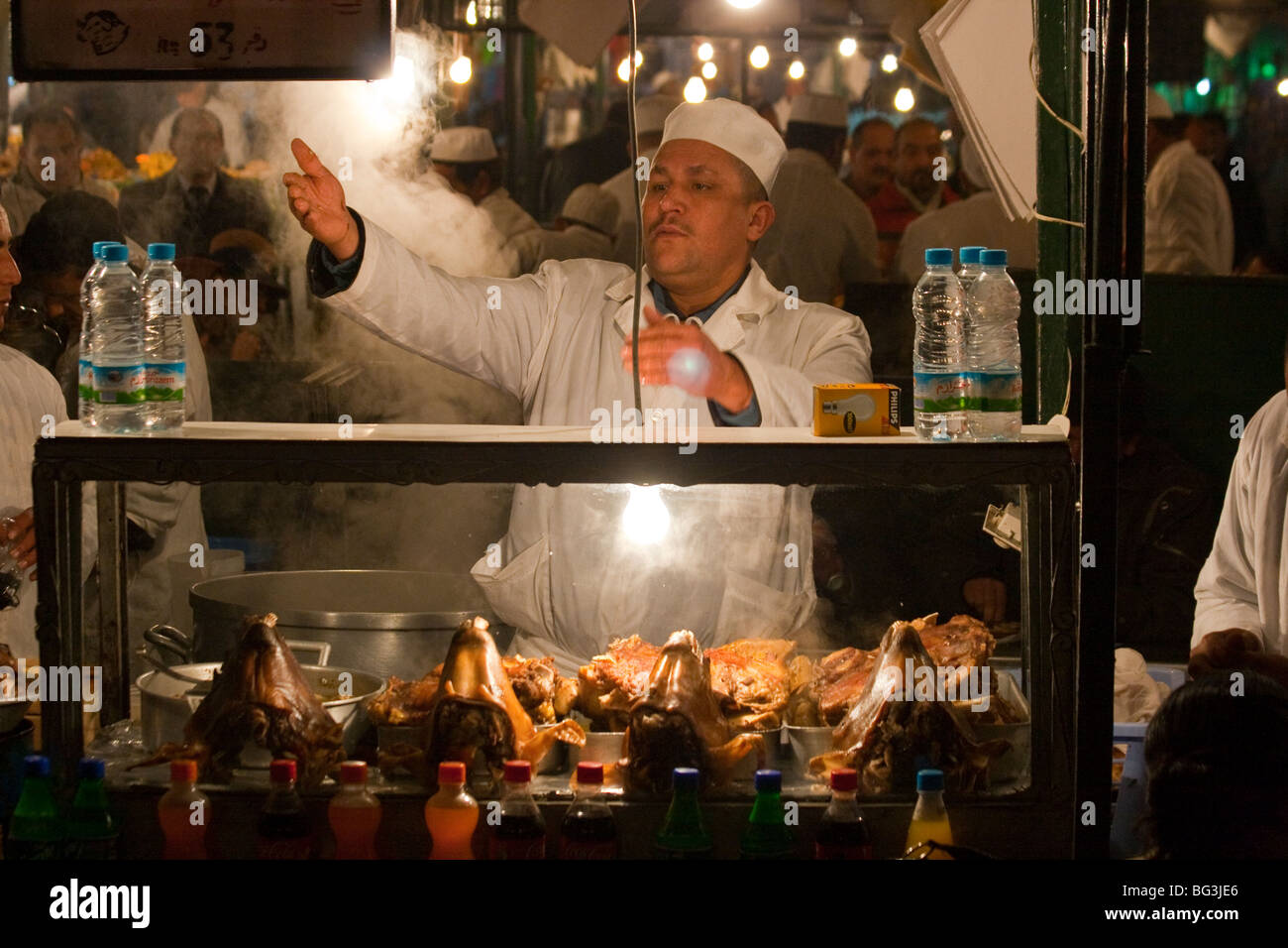 Food stall in Djemma el Fna in Marrakesh Morocco Stock Photo