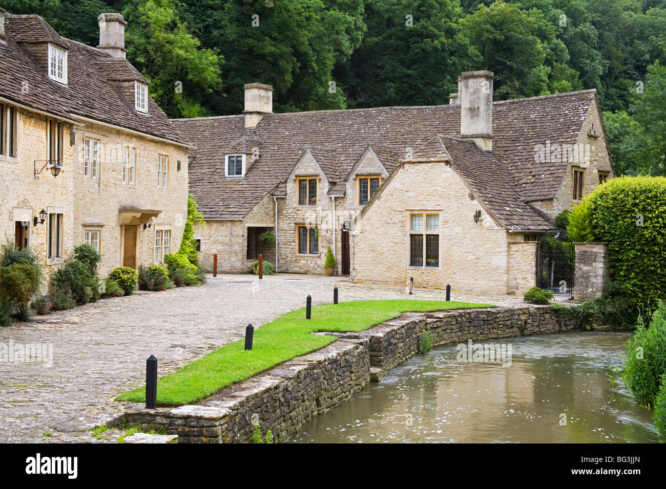 Houses near the Brook, Castle Combe village, Cotswolds, Wiltshire