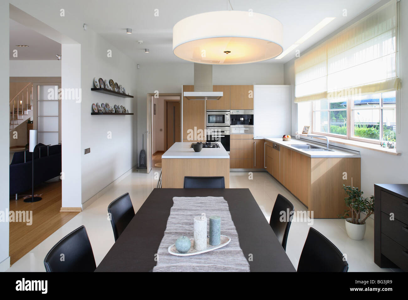 Modern Interior of the kitchen in the private house. Vertical. Frontal ...