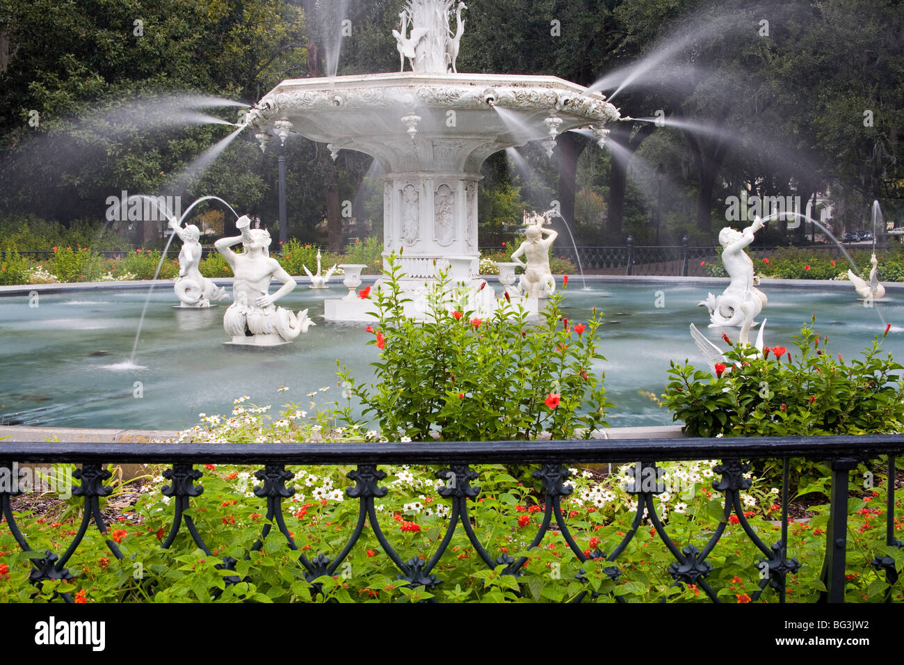 Fountain, Forsyth Park, Savannah, Georgia, United States of America, North America Stock Photo