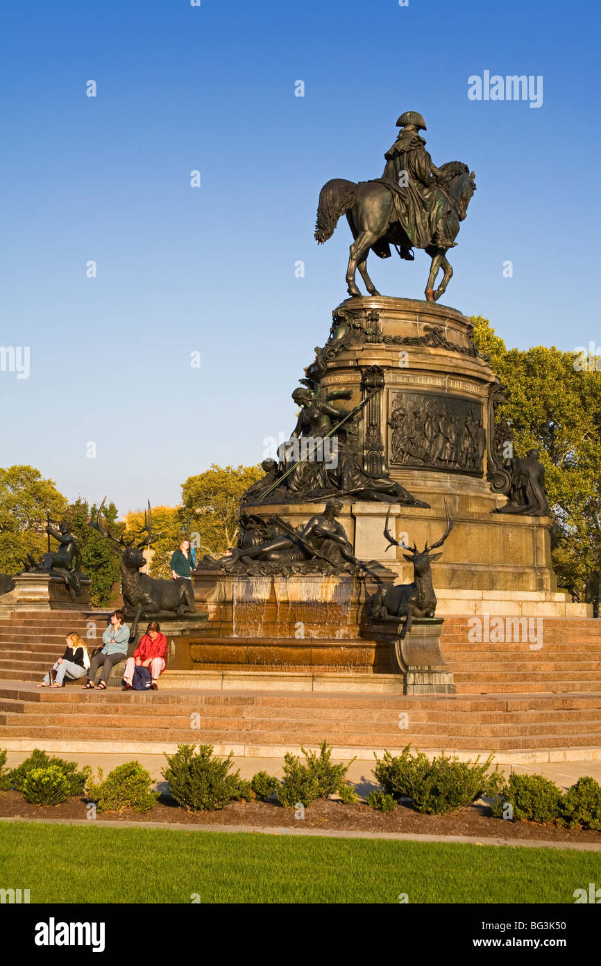 George Washington Monument at Eakins Oval, Fairmount Park, Philadelphia, Pennsylvania, United States of America, North America Stock Photo