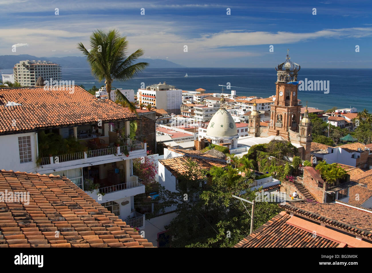 Tiled roofs, Puerto Vallarta, Jalisco State, Mexico, North America Stock Photo