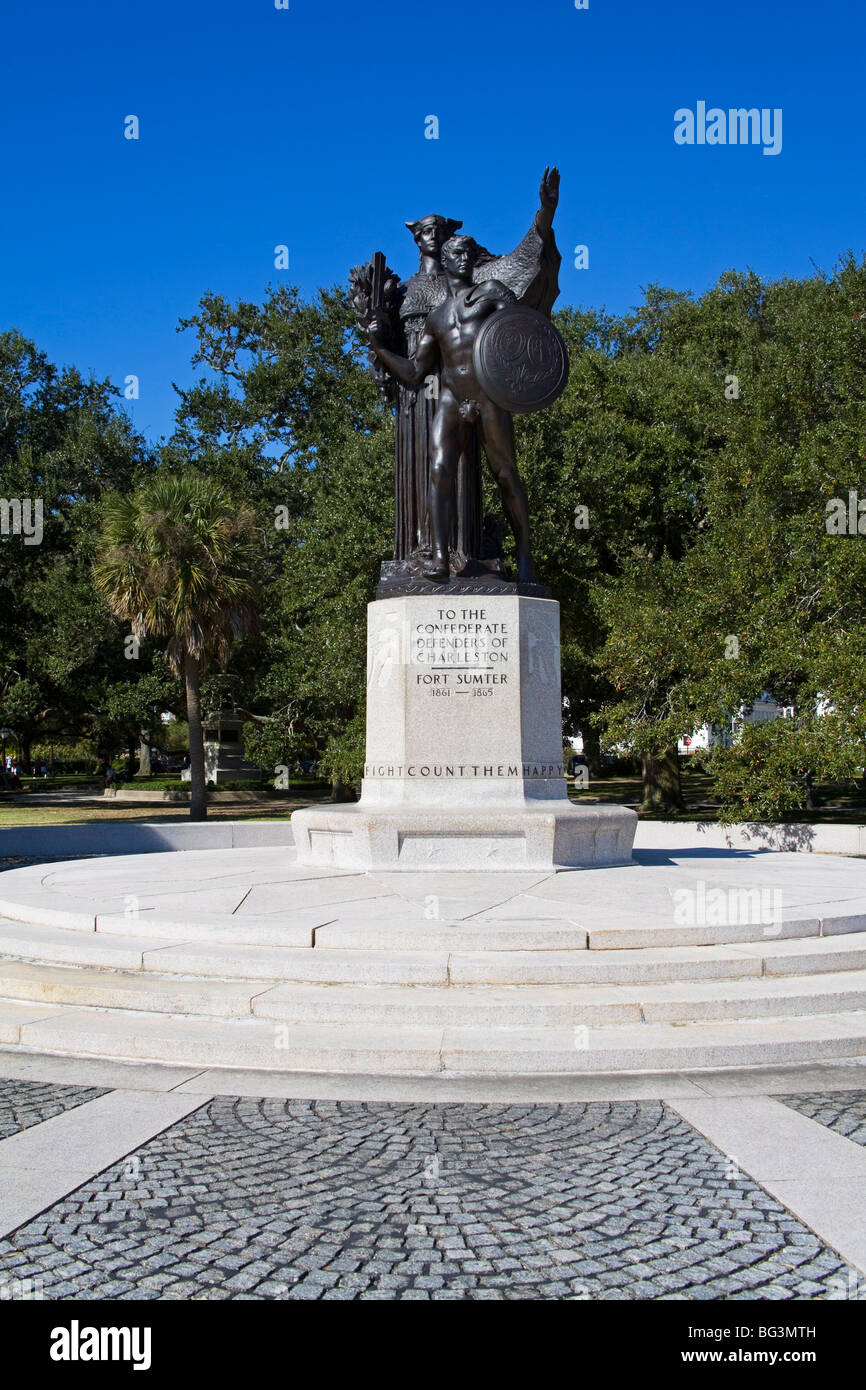 Sumter Monument in The Battery, White Point Gardens, Charleston, South Carolina, United States of America, North America Stock Photo