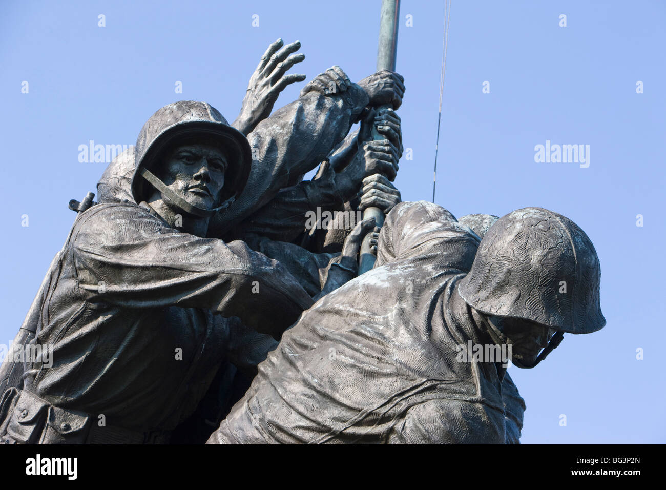Detail of statue of Iwo Jima Memorial, Arlington National Cemetry, Washington D.C., United States of America, North America Stock Photo