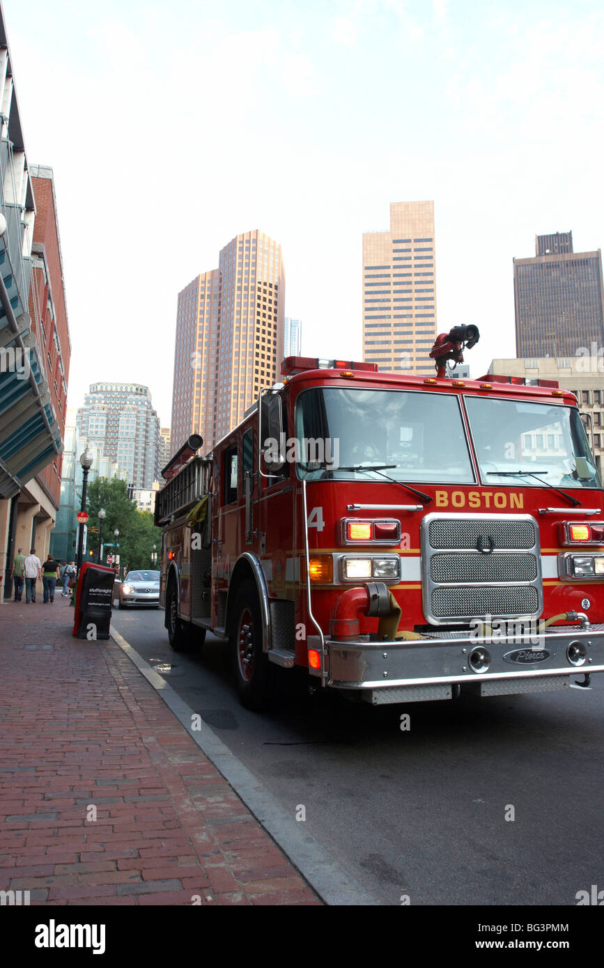 A Boston Fire Department truck Stock Photo