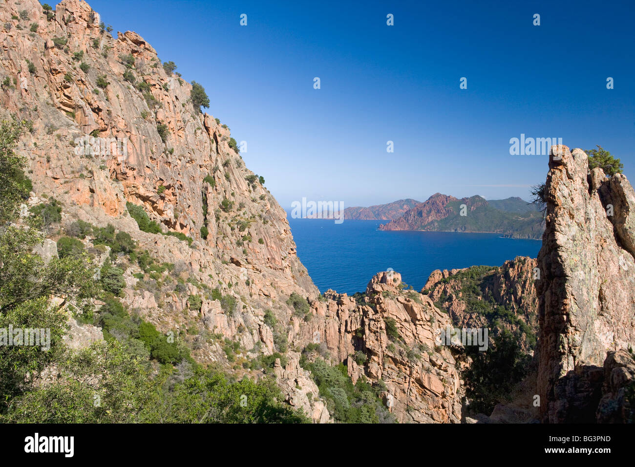 Les Calanche, west coast, Golfe de Porto, Corsica, France, Mediterranean, Europe Stock Photo