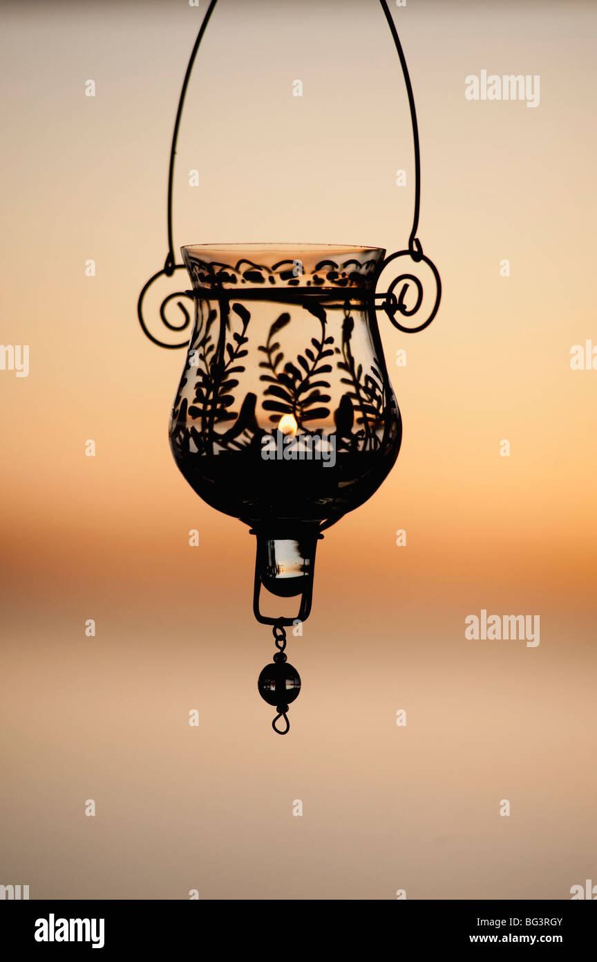 Silhouette of candle holder Stock Photo Alamy